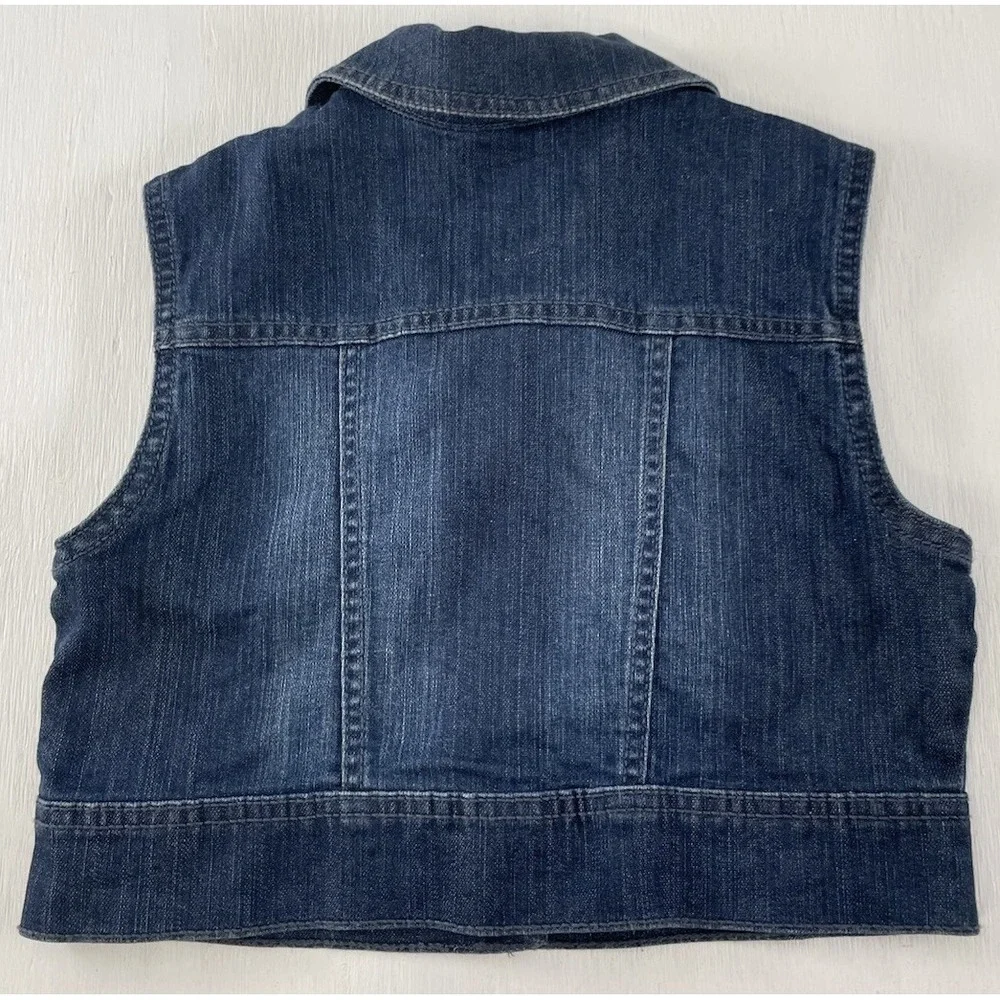 Gymboree Blue‎ Denim Button Cowgirl Jean Vest Cropped Size Large 10/12 Stretch